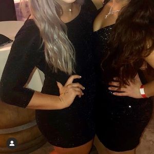 Sparkly bodycon short black dress